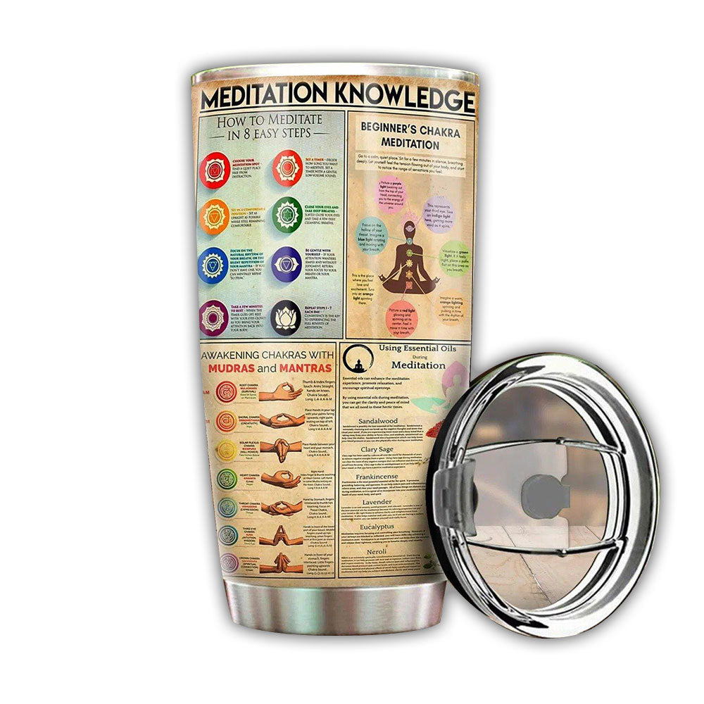 Yoga Meditation Knowledge 20 Oz Tumbler For Coffee Travel And Daily Drinks