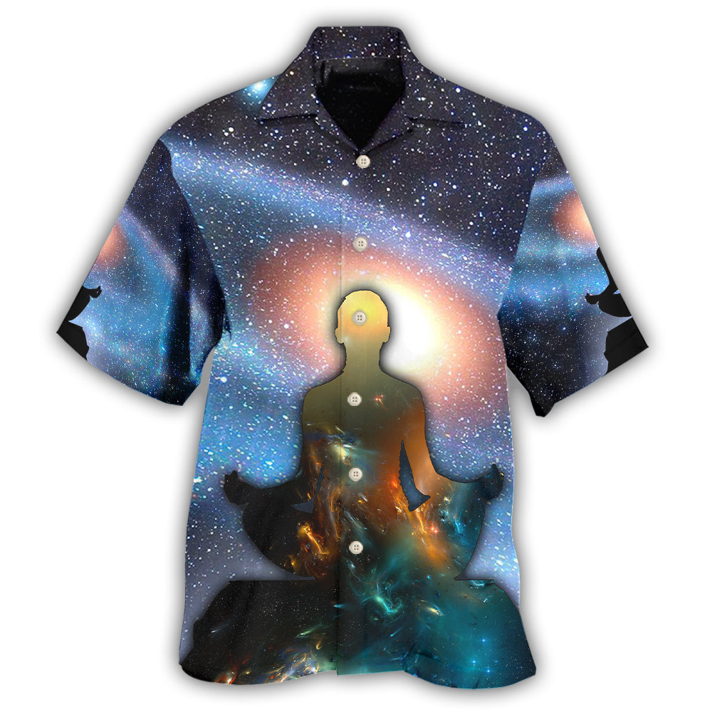 Creative Galaxy Yoga Meditation Universe Hawaiian Shirt For Tropical Holidays, Outdoor Gatherings, And Everyday Comfort