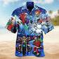 Merry Christmas With Skull Hawaiian Shirt For Tropical Holidays Resort Trips And Everyday Summer Style