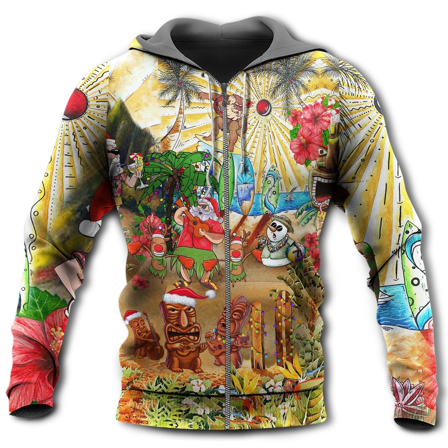 Tropical Mele Christmas Hawaii Hoodie For Festive Streetwear Winter Outings And Christmas Celebrations