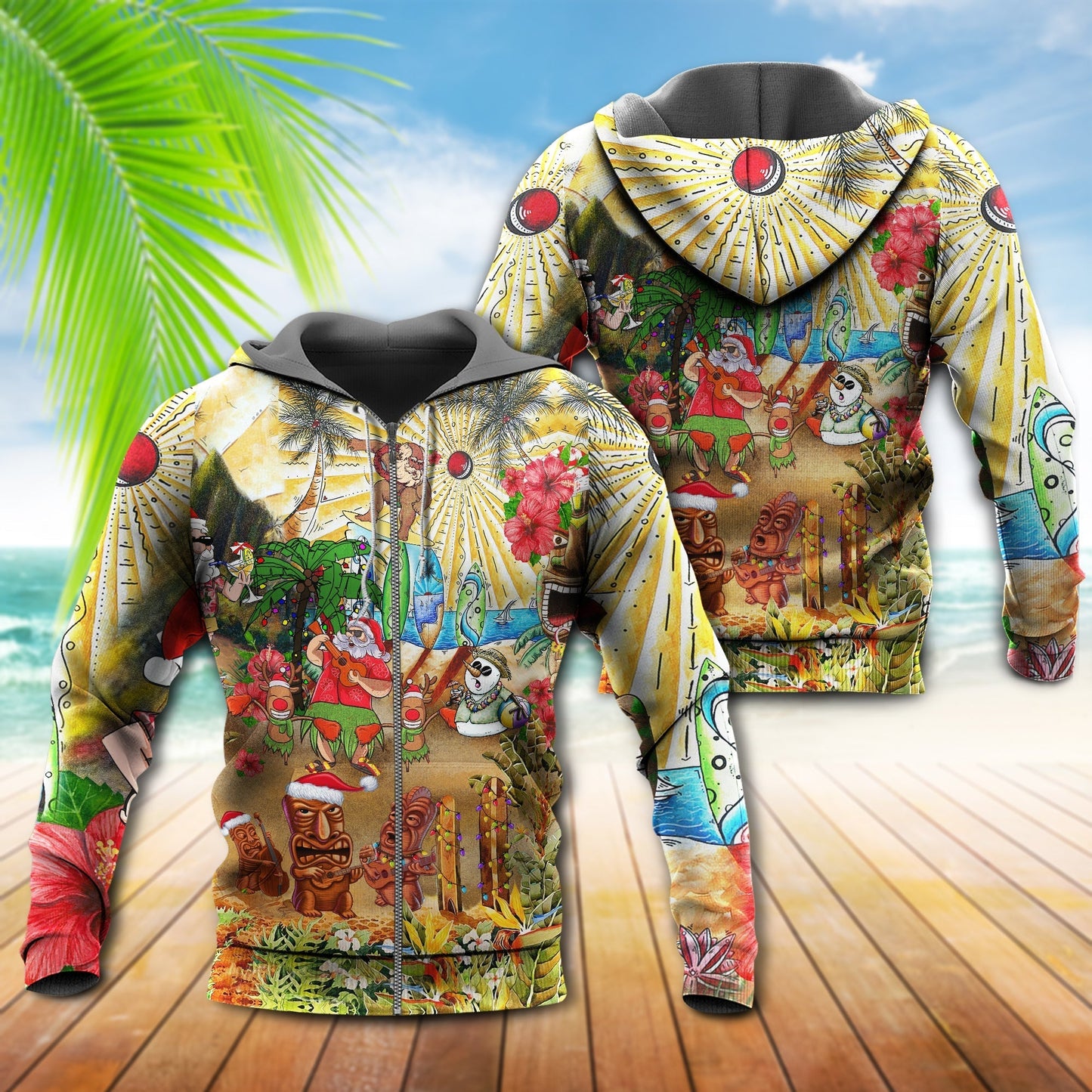 Tropical Mele Christmas Hawaii Hoodie For Festive Streetwear Winter Outings And Christmas Celebrations