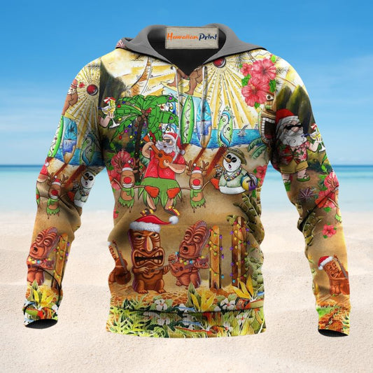 Mele Kalikimaka Tiki Christmas Hoodie For Festive Family Moments Winter Wear And Holiday Gift Ideas