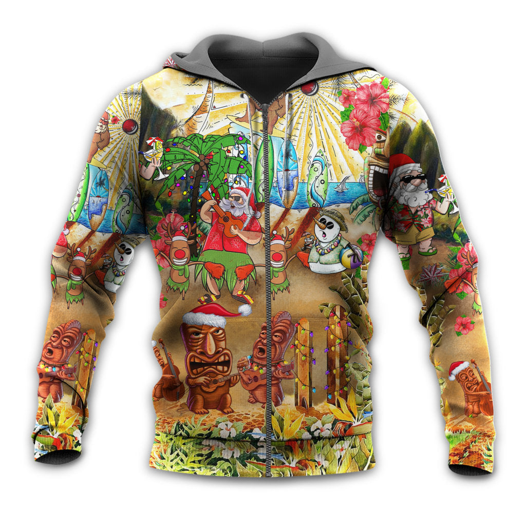 Mele Kalikimaka Tiki Christmas Hoodie For Festive Family Moments Winter Wear And Holiday Gift Ideas