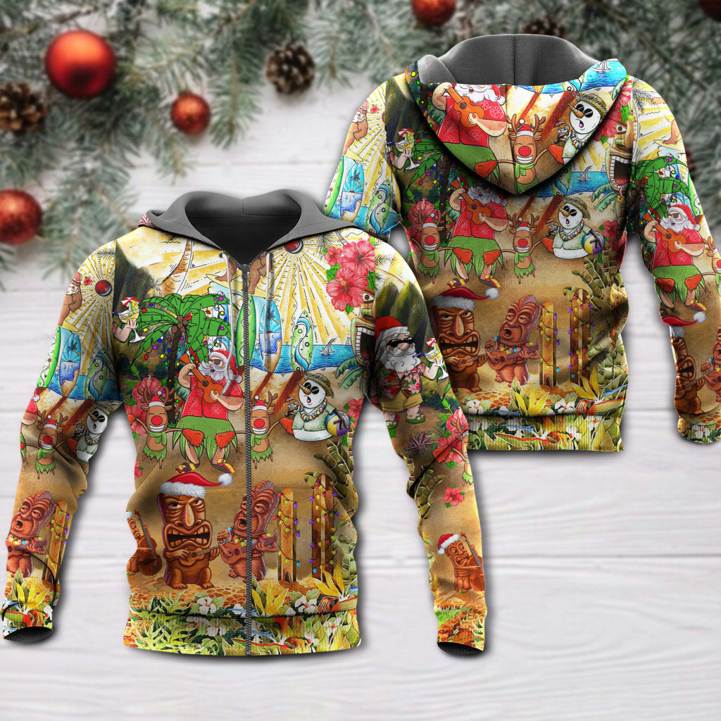 Mele Kalikimaka Tiki Christmas Hoodie For Festive Family Moments Winter Wear And Holiday Gift Ideas