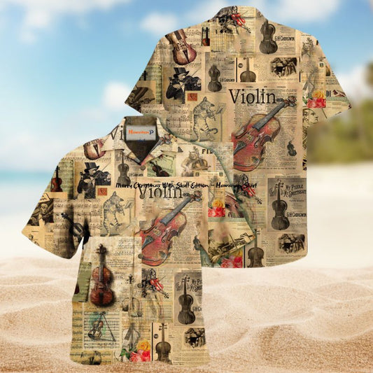 Melodies Of Time Violins Hawaiian Shirt For Resort Getaways Outdoor Parties And Everyday Summer Wear