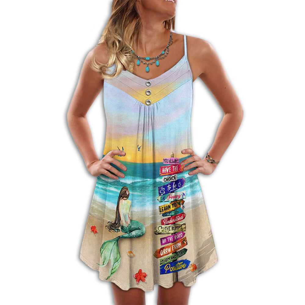Mermaid Beach On Sunset V-Neck Sleeveless Cami Dress For Beach Trips And Resort Vacations