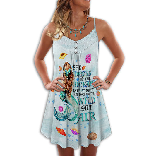 Mermaid Ocean Dreamer – Women's Summer Sleeveless V-Neck Camisole Dress