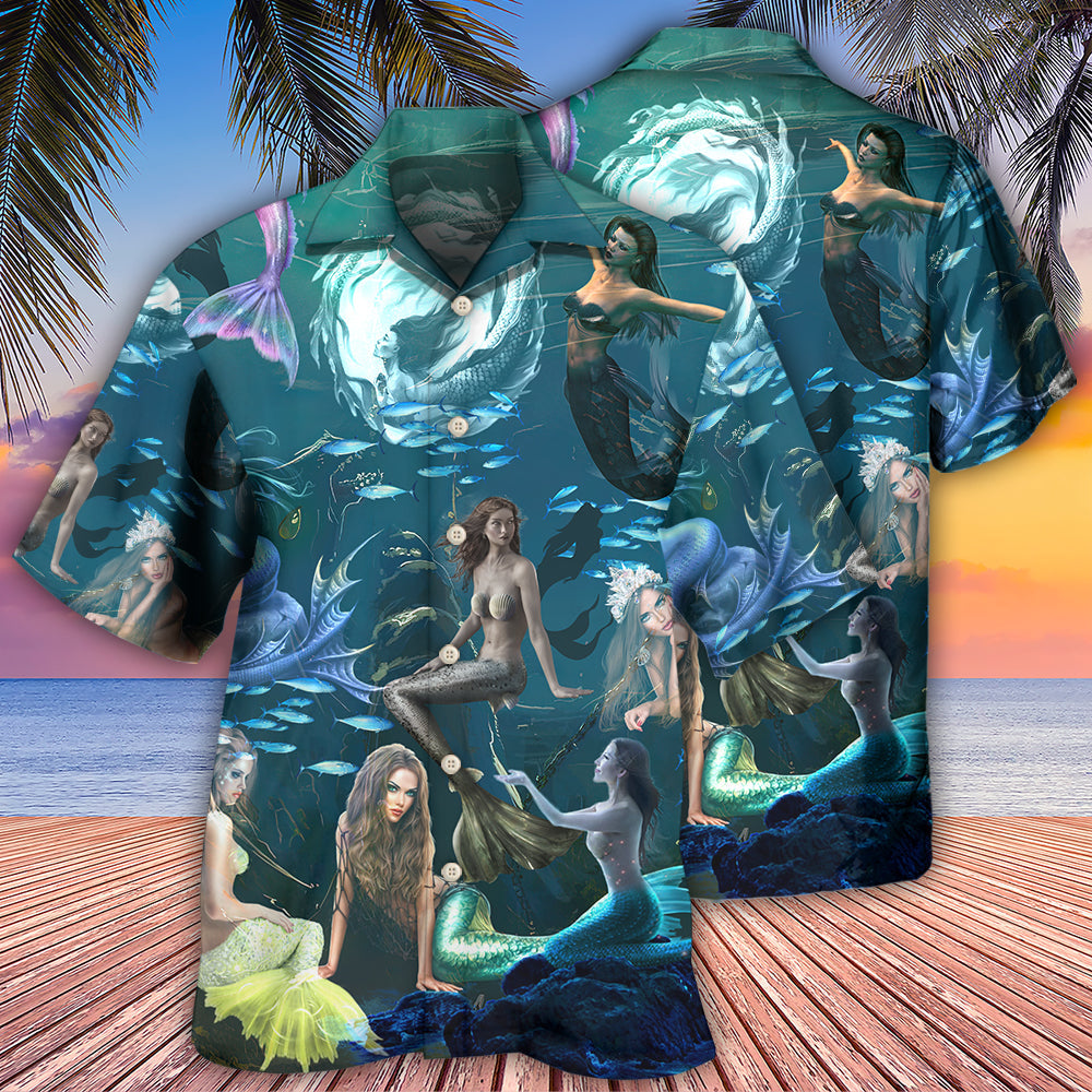 Dark Mermaid Deep Sea Hawaiian Shirt For Vacation Days And Relaxed Coastal Outings