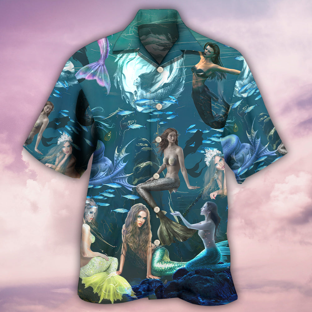 Dark Mermaid Deep Sea Hawaiian Shirt Pattern Detail For Summer Holidays And Outdoor Fun