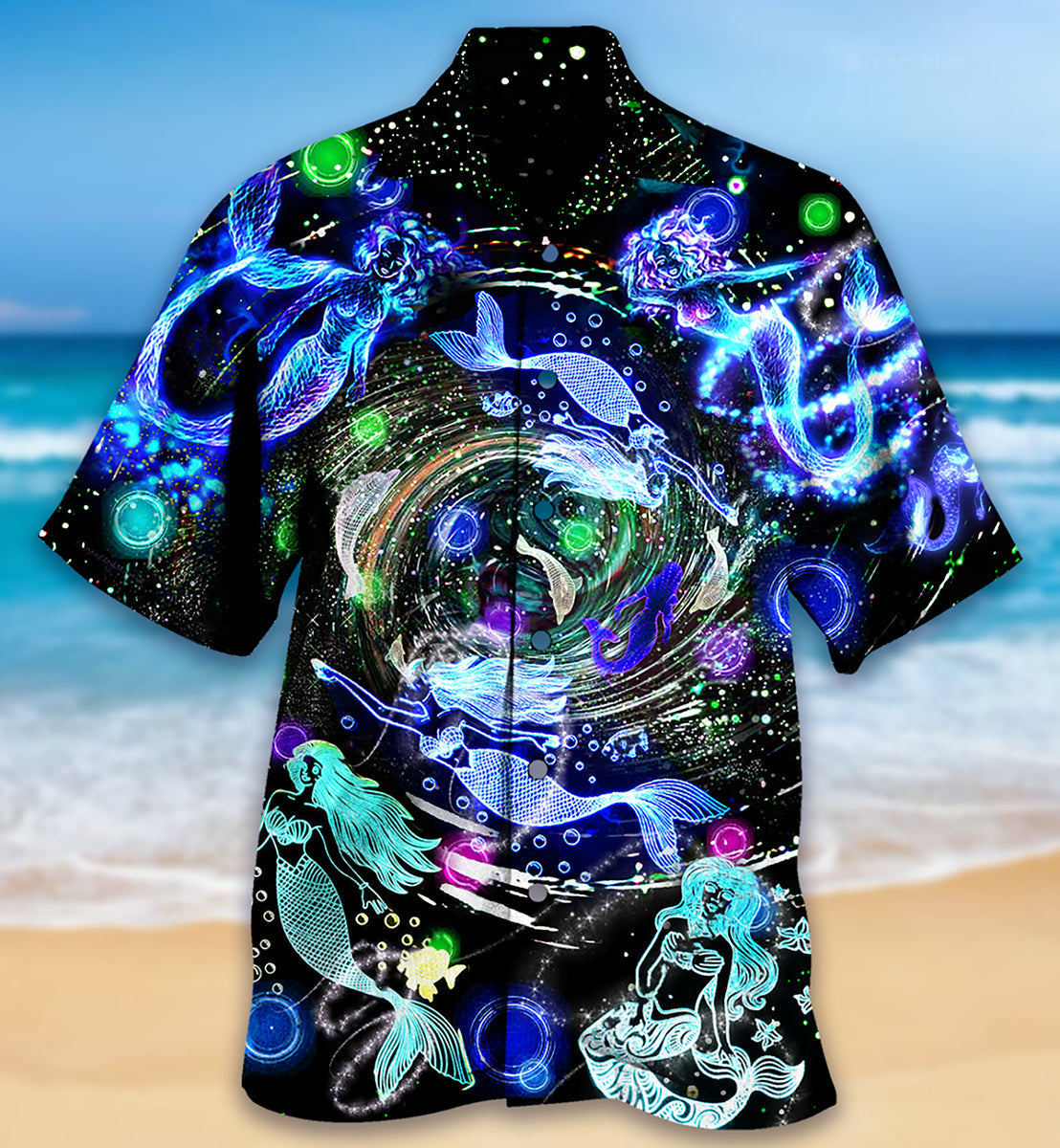 Mermaid Ocean Lot Hawaiian Shirt Pattern Detail For Summer Holidays And Outdoor Fun