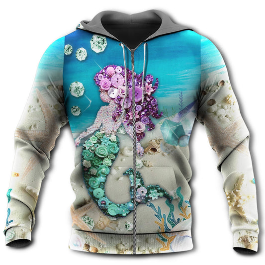 Blue Mermaid Love Ocean Sky Hoodie For Coastal Adventures Vacation Days And Comfortable Casual Wear