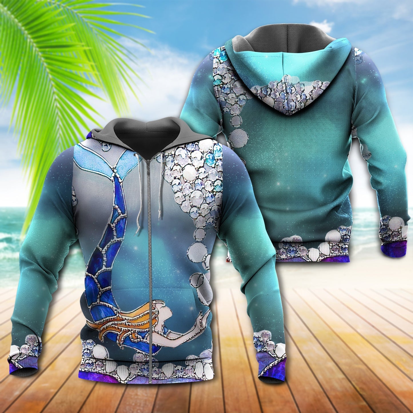 Mermaid Love Ocean Sky Hoodie For Ocean Adventures Seasonal Travel And Gift Giving
