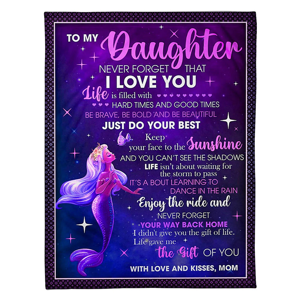 Mermaid Never Forget That I Love You Mom To Daughter Flannel Blanket For Cozy Bedroom Sofa Decor