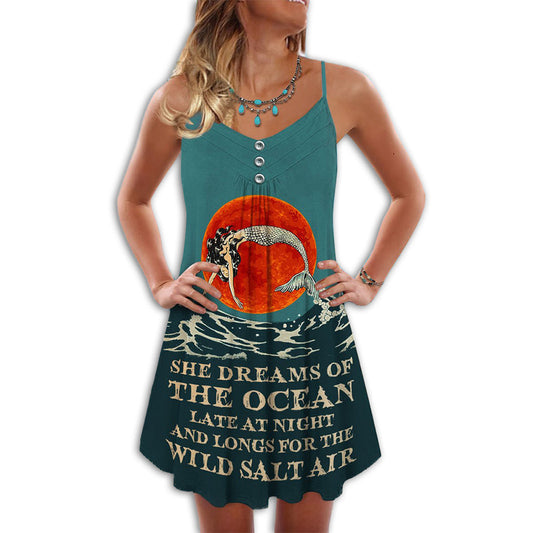 Mermaid Ocean Dream Night – Women's Summer Sleeveless V-Neck Camisole Dress