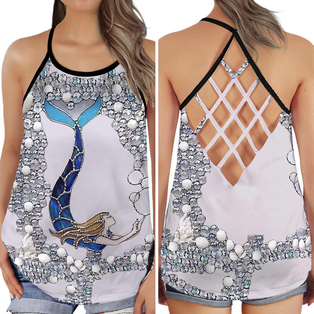 Mermaid Princess Sea Love Hollow Tank Top For Beach Vacations And Casual Wear