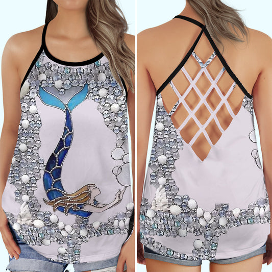Mermaid Princess Ocean Hollow Tank Top For Beach Vacations And Casual Wear