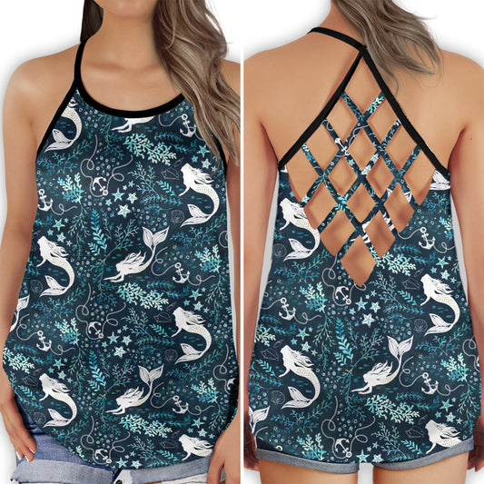 Mermaid Princess Ocean Dream Hollow Tank Top For Beach Vacations And Casual Wear