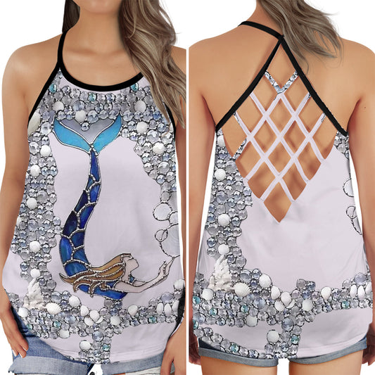 Mermaid Princess Under The Sea Hollow Tank Top For Beach Vacations And Casual Wear