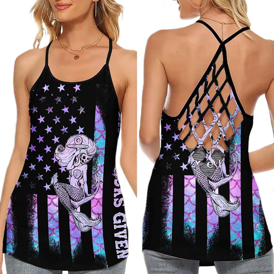 Mermaid Queen Ocean Lover Fantasy Sea Art Hollow Tank Top For Beach Vacations And Casual Wear