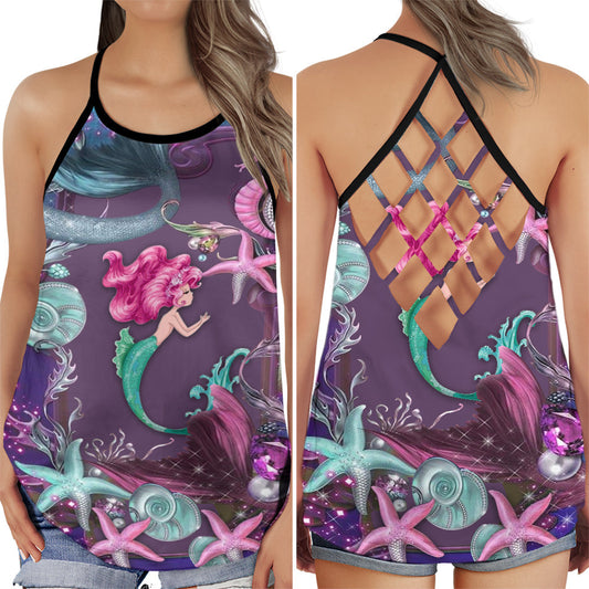 Mermaid Queen Ocean Love Deep Sea Fantasy Art Hollow Tank Top For Beach Vacations And Casual Wear