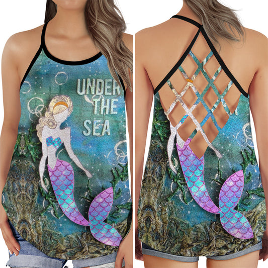Mermaid Queen Under The Sea Ocean Fantasy Art Hollow Tank Top For Beach Vacations And Casual Wear