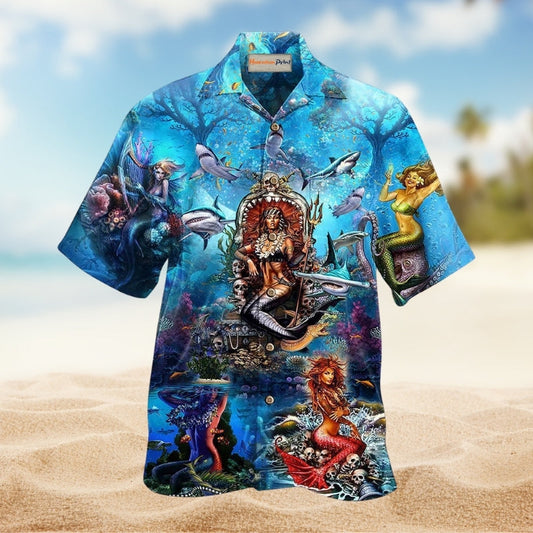 Mermaid Queen Style Hawaiian Shirt For Bold Summer Parties Beach Travel And Alternative Casual Style