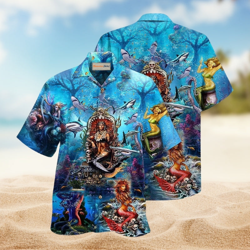 Mermaid Queen Style Hawaiian Shirt For Bold Summer Parties Beach Travel And Alternative Casual Style
