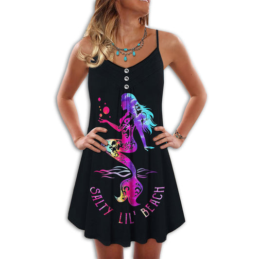 Salty Little Beach Mermaid – Women's Summer Sleeveless V-Neck Camisole Dress