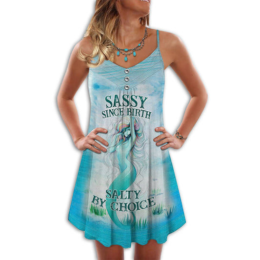 Sassy Salty Mermaid Choice – Women's Summer Sleeveless V-Neck Camisole Dress