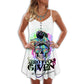 Mermaid Skull Mom Given V-Neck Sleeveless Cami Dress For Gothic Events And Relaxed Casual Wear