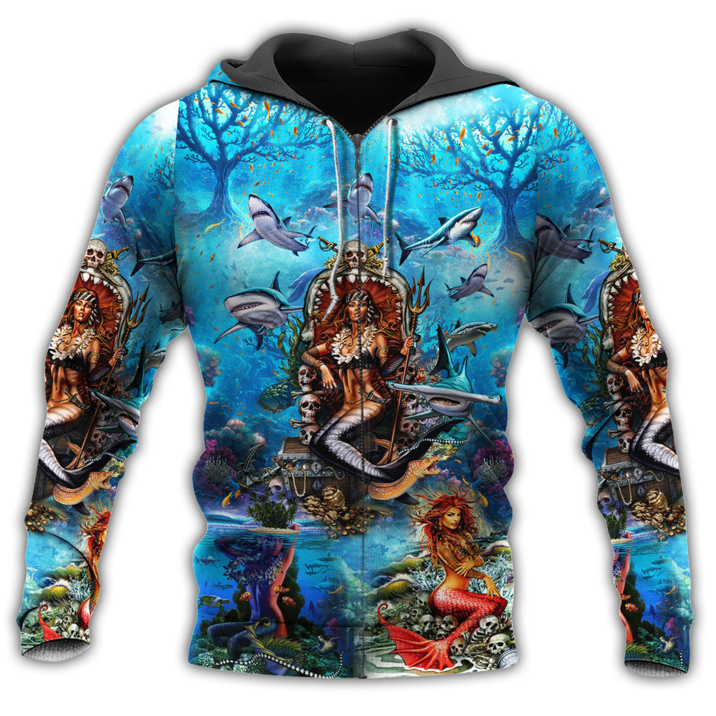 Blue Elegant Mermaid Queen Hoodie For Coastal Life Casual Events And Everyday Comfort