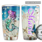 Mermaid And Starfish In The Ocean Personalized 20 Oz Tumbler For Coffee Travel And Daily Drinks