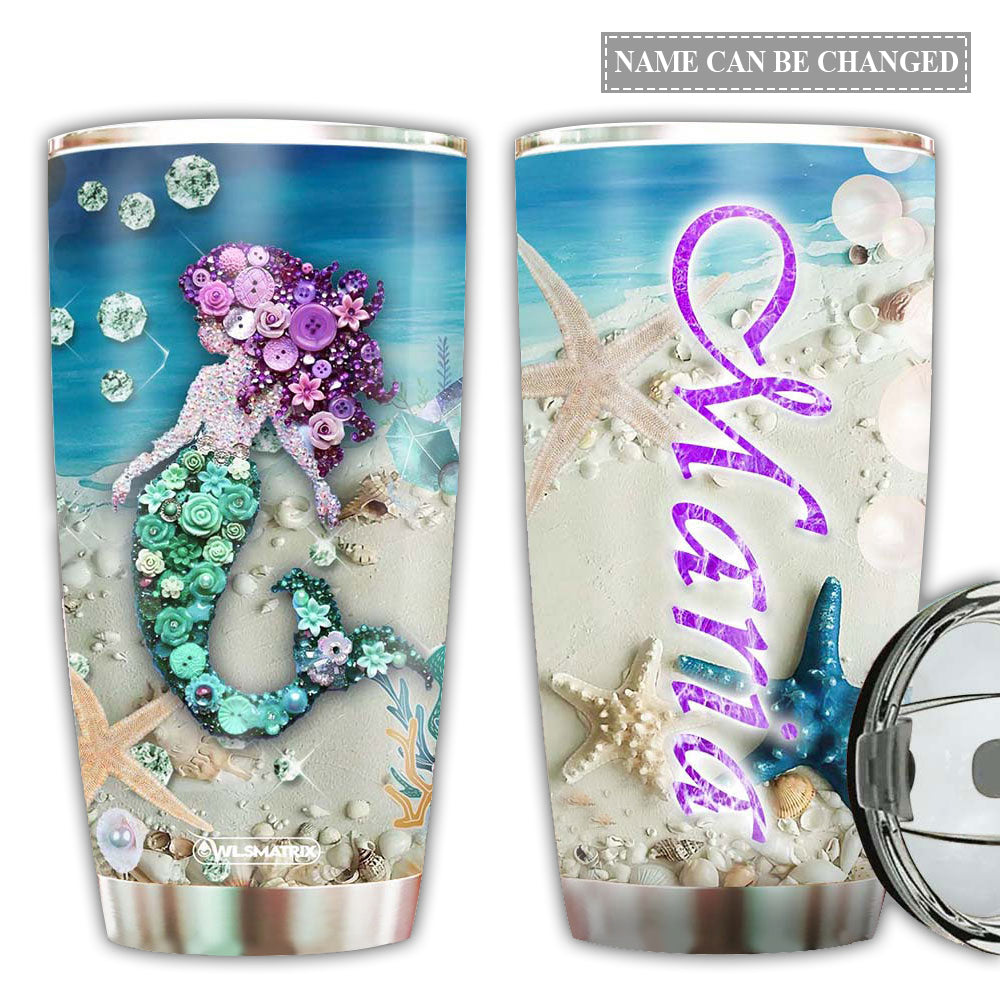 Mermaid And Starfish In The Ocean Personalized 20 Oz Tumbler For Coffee Travel And Daily Drinks