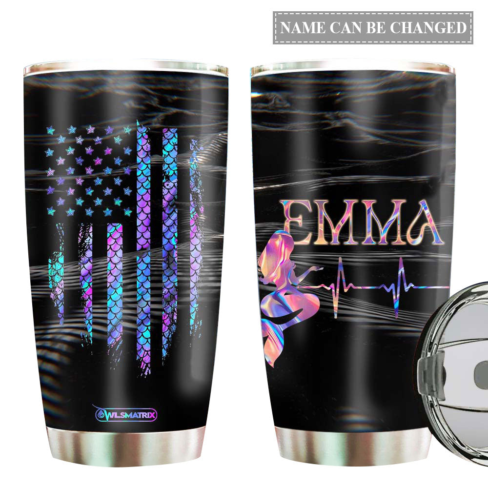 Mermaid Loves Star Dark Personalized 20 Oz Tumbler For Coffee Travel And Daily Drinks