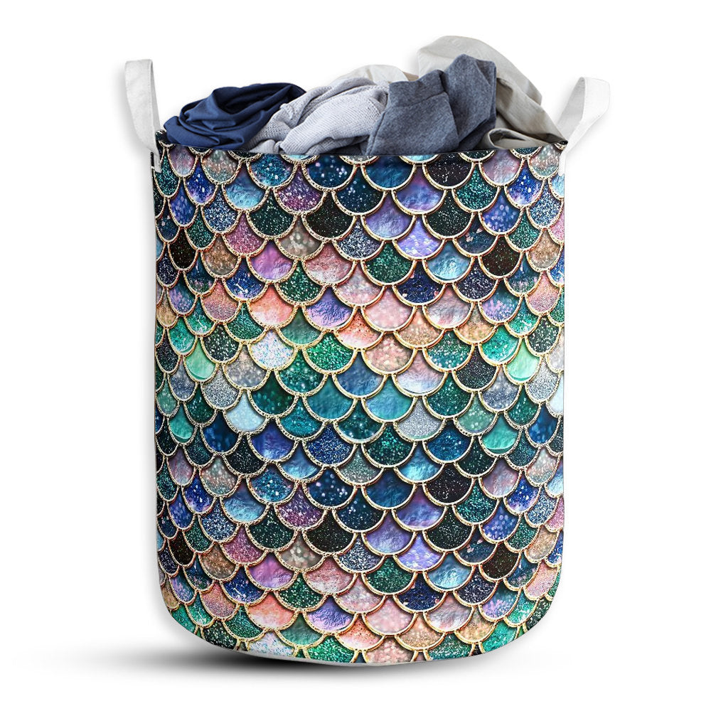 Small Size Mermaid Ocean Laundry Basket For Bathroom Bedroom Storage