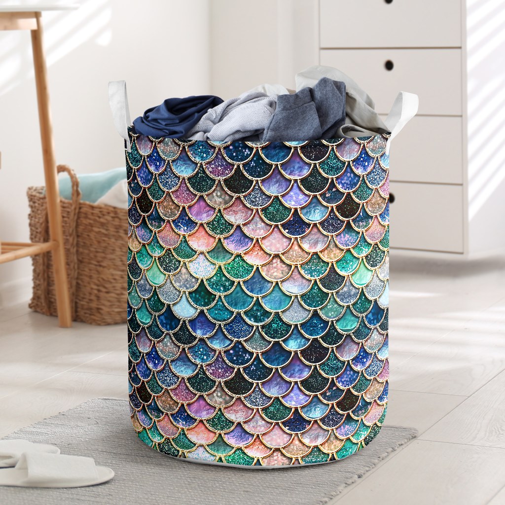 Mermaid Ocean Laundry Basket For Room Home Organizer