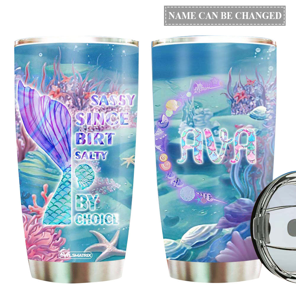 Mermaid Sassy Salty Personalized 20 Oz Tumbler For Coffee Travel And Daily Drinks
