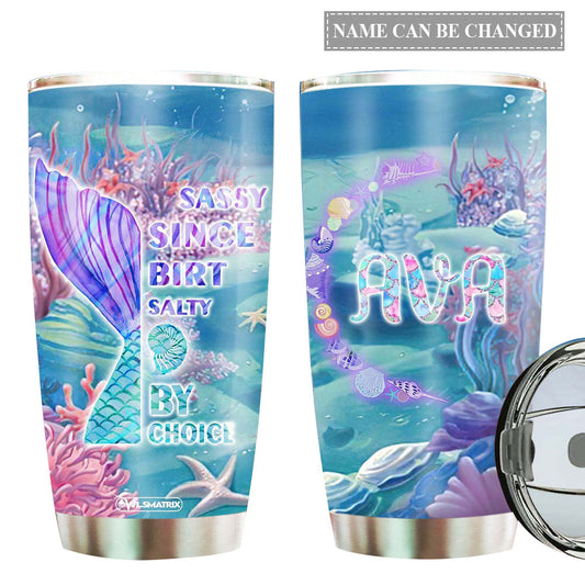 Mermaid Sassy Salty Personalized 20 Oz Tumbler For Coffee Travel And Daily Drinks