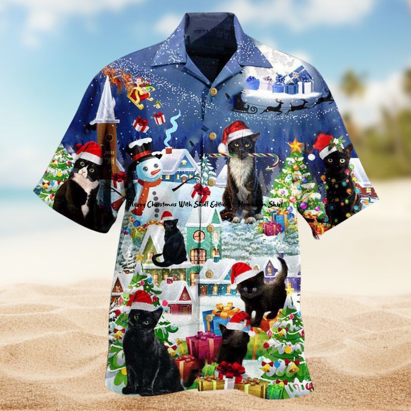 Merry Christmas Cat Hawaiian Shirt For Beach Holidays Festive Outings And Thoughtful Seasonal Gifts