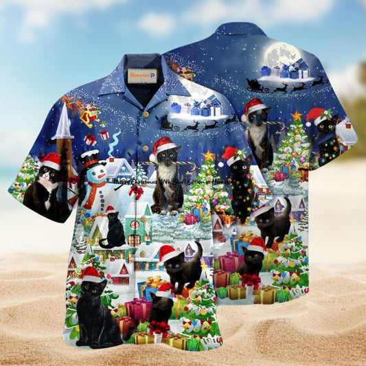 Merry Christmas Cat Hawaiian Shirt For Beach Holidays Festive Outings And Thoughtful Seasonal Gifts