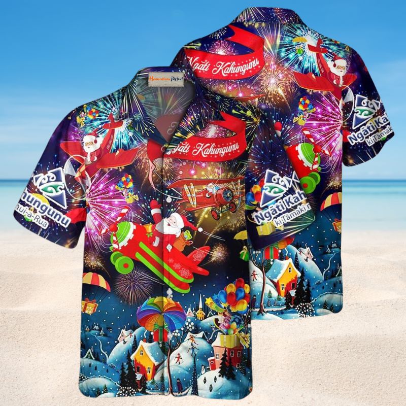 Festive Christmas Hawaiian Shirt For Coastal Travel, Casual Events, And Comfortable Summer Wear