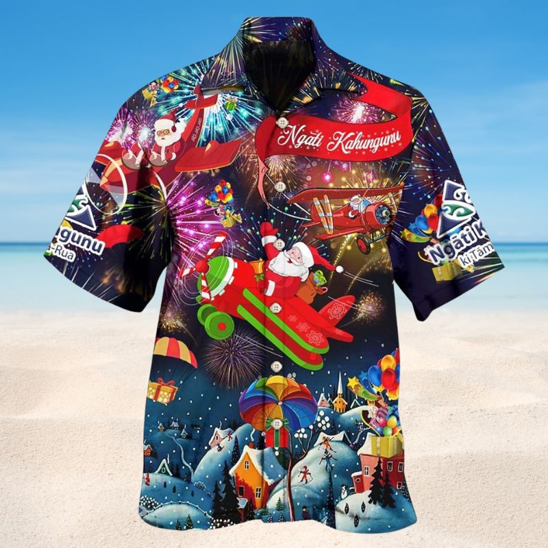 Festive Christmas Hawaiian Shirt For Coastal Travel, Casual Events, And Comfortable Summer Wear