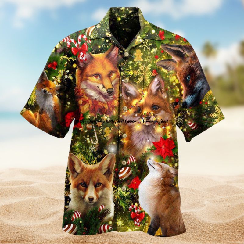Merry Christmas Fox Hawaiian Shirt For Island Getaways Beach Parties And Comfortable Vacation Style