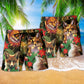 Merry Christmas Foxmas With Flower Hawaiian Beach Shorts For Festive Vacation Wear