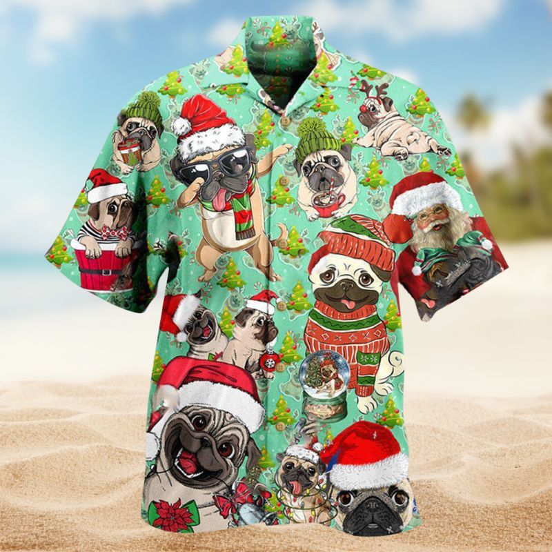 Merry Christmas Pug Hawaiian Shirt For Beach Holidays Festive Outings And Thoughtful Seasonal Gifts