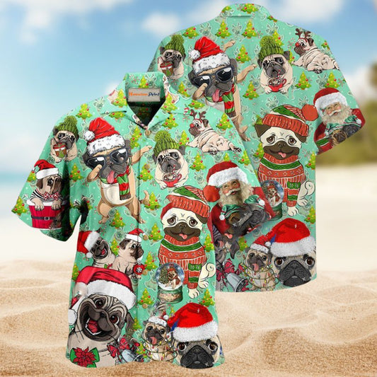 Merry Christmas Pug Hawaiian Shirt For Beach Holidays Festive Outings And Thoughtful Seasonal Gifts