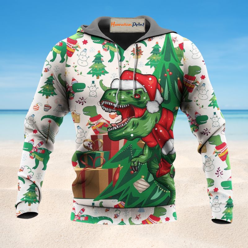 Rexmas Dinosaur Christmas Hoodie For Seasonal Parties Casual Wear And Thoughtful Holiday Gifts