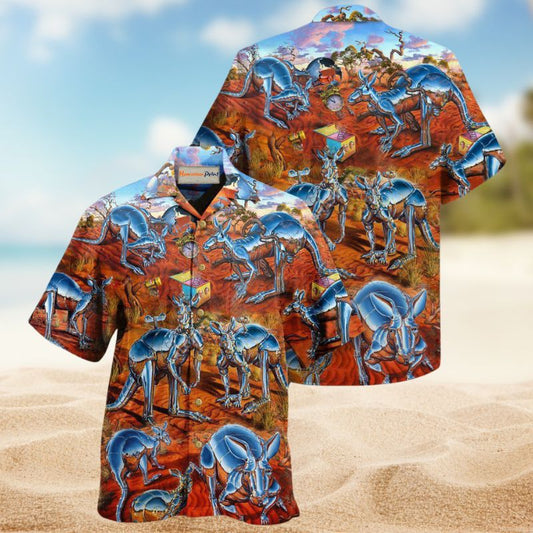 Metal Kangaroo World Hawaiian Shirt For Summer Gatherings Nature Fans And Comfortable Vacation Style
