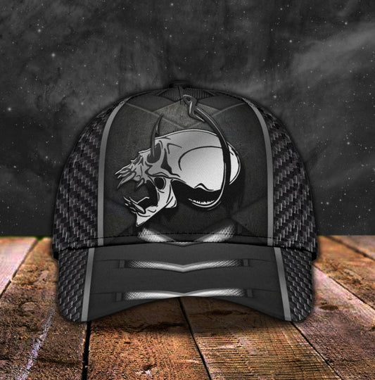 Metal Skull Fishing Hook Classic Cap For Casual Outfits Vacations And Everyday Styling