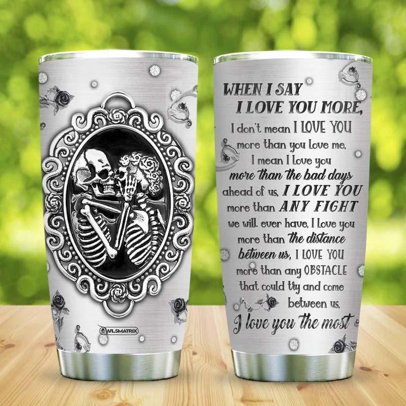 Skull Couple Love You Couple Gift 20 Oz Tumbler For Coffee Travel And Daily Drinks